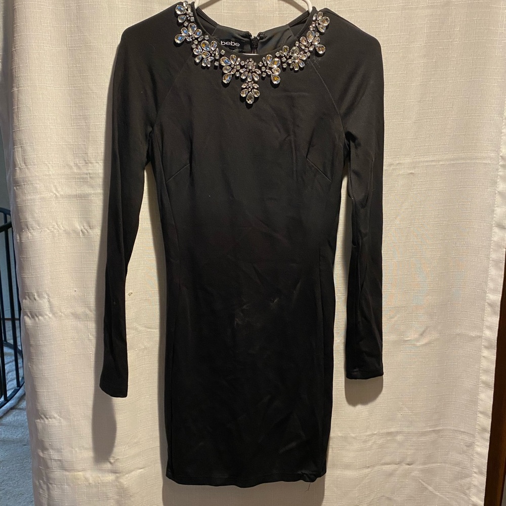 Bebe long sleeve mini body on black dress